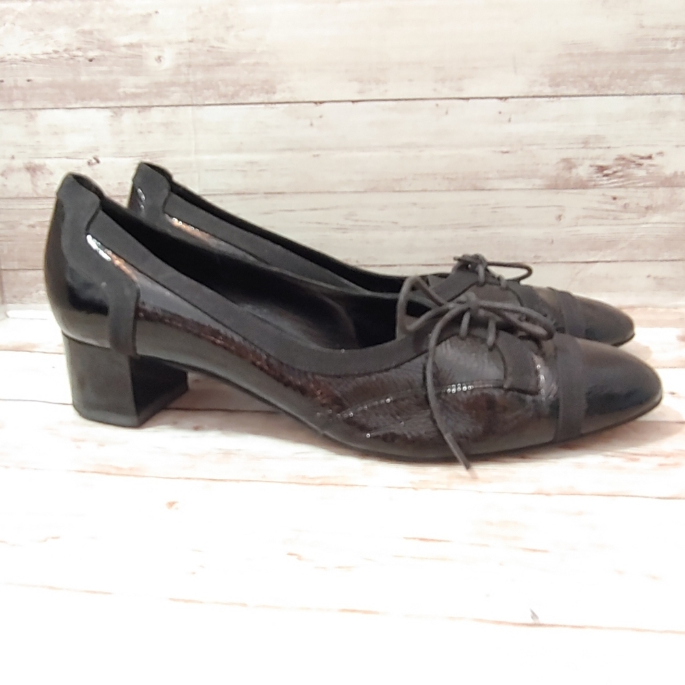 Pierre Hardy black lace up block heels